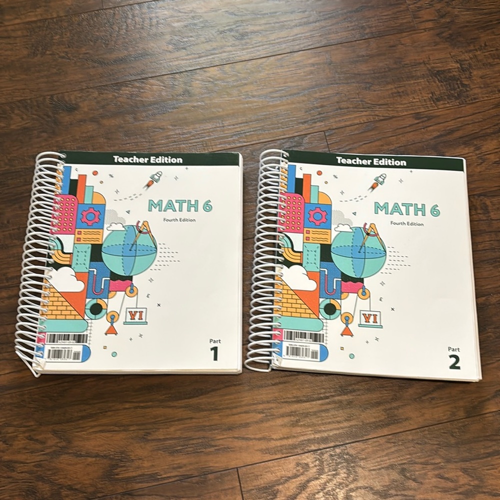✖️➗➕LIKE NEW! BJU MATH Grade 6 Set of Parts 1 & 2 Teacher Edition Homeschool